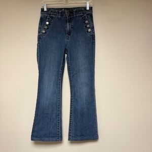 Gap 70s Flare Jeans Womens 2/26 Regular Blue Excellent High Rise Sailor Button